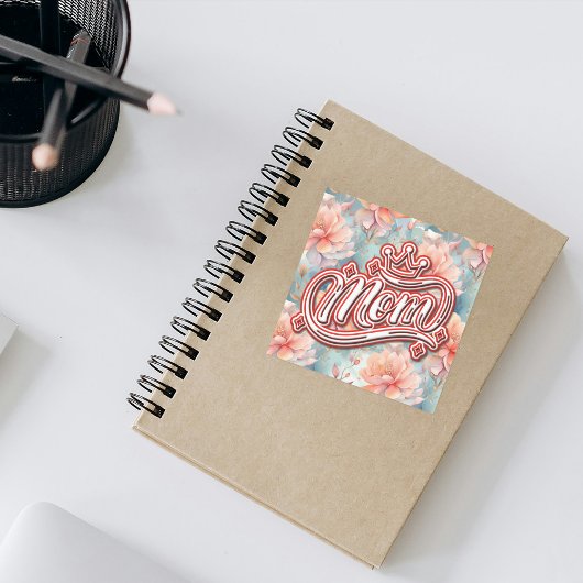 Mama Queen Floral Quadratischer Aufkleber