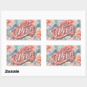 Mama Queen Floral Rechteckiger Aufkleber (Blatt)