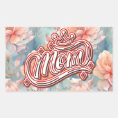 Mama Queen Floral Rechteckiger Aufkleber (Vorderseite)
