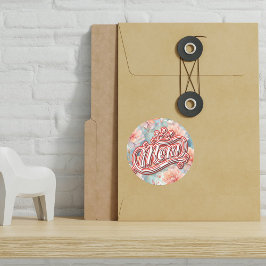 Mama Queen Floral Runder Aufkleber