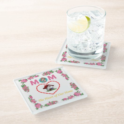 Mama Quote Untersetzer - Blumendesign. (Schrägansicht)