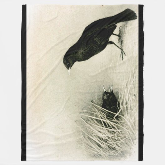 Mama-Rabe und Baby-Chips Fleecedecke (Vorderseite)