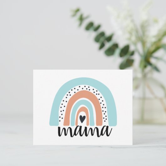 Mama Rainbow Blue Peach Postkarte (Stehend Vorderseite)