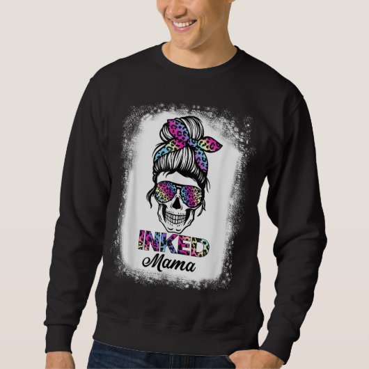 Mama Rainbow Leopard Drucke Messing Bun Skull m Sweatshirt (Vorderseite)