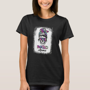 Mama Rainbow Leopard Drucke Messing Bun Skull m T-Shirt