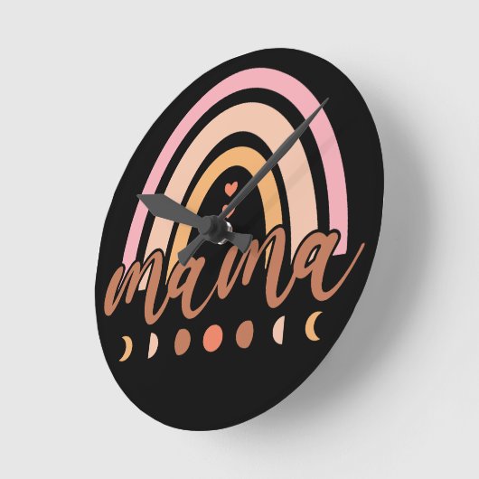 Mama Rainbow Runde Wanduhr (Winkel)