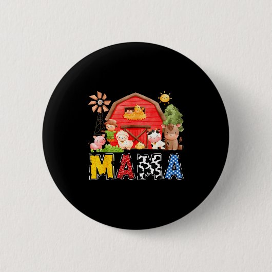 Mama Red Farm Cow Birthday Boy Matching Family Par Button (Vorderseite)