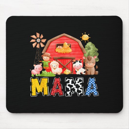 Mama Red Farm Cow Birthday Boy Matching Family Par Mousepad (Vorne)