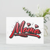 Mama red Heart Graffiti Karte (Stehend Vorderseite)