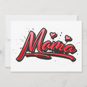 Mama red Heart Graffiti Karte
