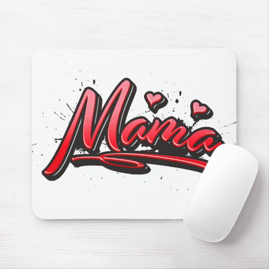 Mama red Heart Graffiti Mousepad (Mit Mouse)