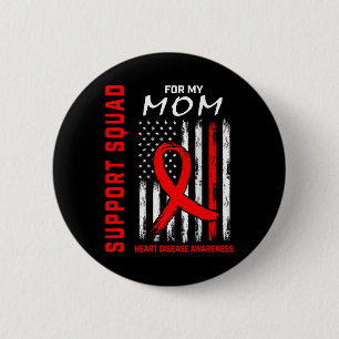 Mama "Red Ribbon Heart Disease Awareness Flag Grap Button