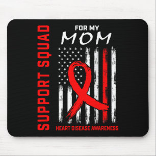 Mama "Red Ribbon Heart Disease Awareness Flag Grap Mousepad