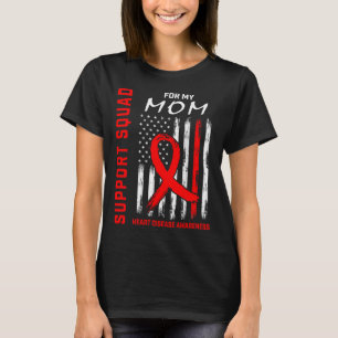 Mama "Red Ribbon Heart Disease Awareness Flag Grap T-Shirt