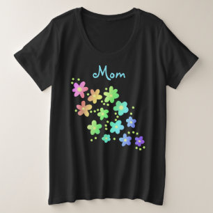 "Mama" Regenbogen-Blume Plus T - Shirt