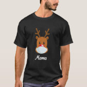 Mama Reindeer mit Weihnachtsmatte im Facemasken T-Shirt (Vorderseite)