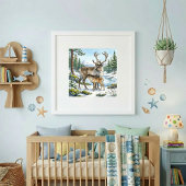 Mama-Rentier und Kinderkrippe Poster