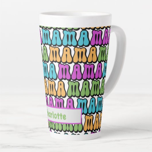 Mama Retro 70er Personalisierte Latte-Tasse Milchtasse (Rechte Ecke)