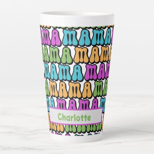 Mama Retro 70er Personalisierte Latte-Tasse Milchtasse (Vorderseite)