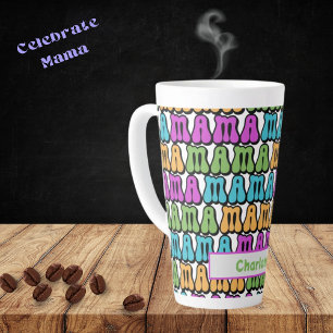 Mama Retro 70er Personalisierte Latte-Tasse Milchtasse