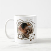 Mama Retro Blume Typografie Custom Foto Kaffeetasse (Links)