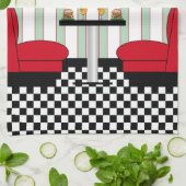 Mama Retro Diner mit Burgers & Beer Geschirrtuch (Gefaltet)