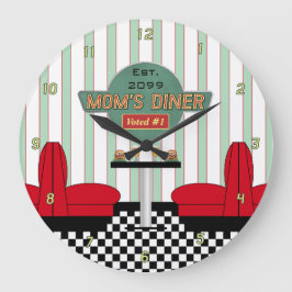 Mama Retro Diner mit Burgers & Beer Große Wanduhr