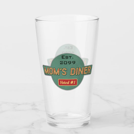 Mama Retro Diner Pint Bierglas Glas (Vorderseite)