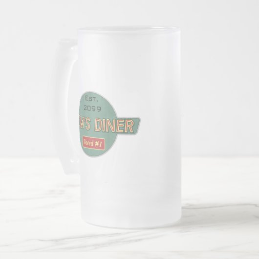 Mama Retro Diner Trinkbehälter Mattglas Bierglas (Vorderseite Links)