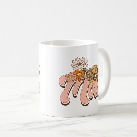 Mama Retro Floral Kaffeetasse (VorderseiteRechts)