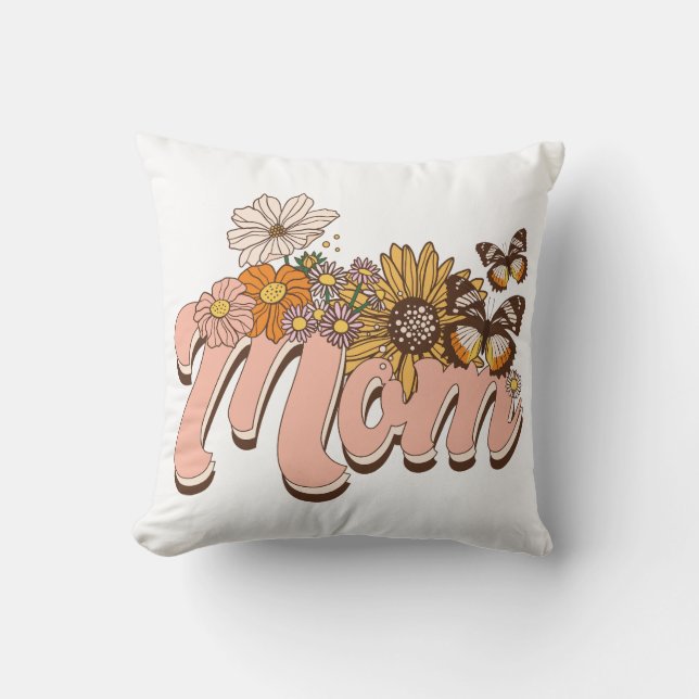 Mama Retro Floral Kissen (Vorderseite)