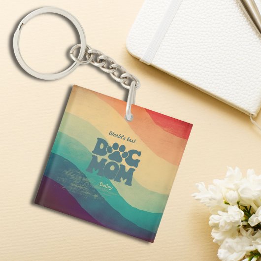 Mama Retro Groovy Personalisiert Schlüsselanhänger