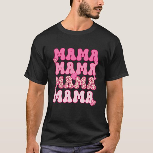 Mama Retro Leopard Valentine's Day for Mom T-Shirt (Vorderseite)