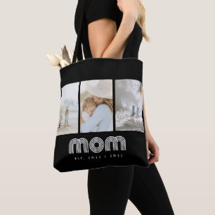Mama Retro-Schrift Schwarz 3 Foto Tasche