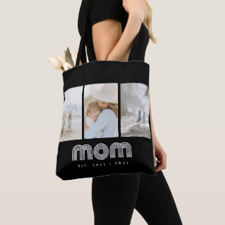 Mama Retro-Schrift Schwarz 3 Foto Tasche