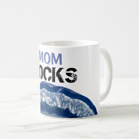 *~* MAMA ROCKS Kristallgeode Lapidary Blue Agate Kaffeetasse (VorderseiteRechts)