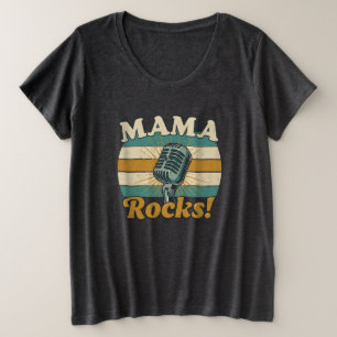 Mama rockt das Mikro Retro Muttertag Große Größe T-Shirt