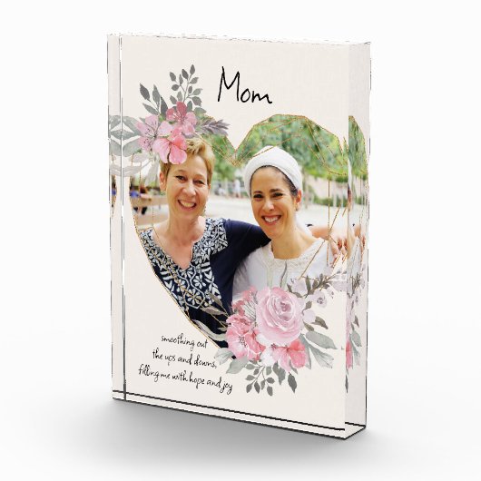 Mama Rosa Blau geometrisches Herz geformt Fotoblock (Rechts)