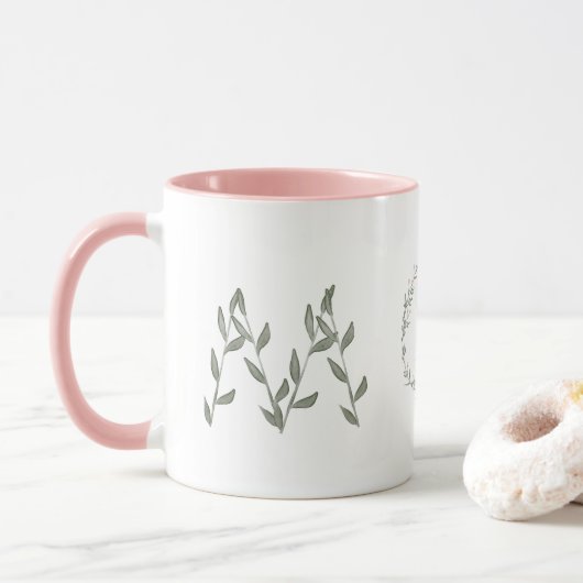 Mama Rosa Blumengrün Wasserfarben Muttertag Tasse (Mit Donut)