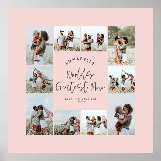 Mama rosa elegante moderne minimale Foto Collage Poster (Vorne)