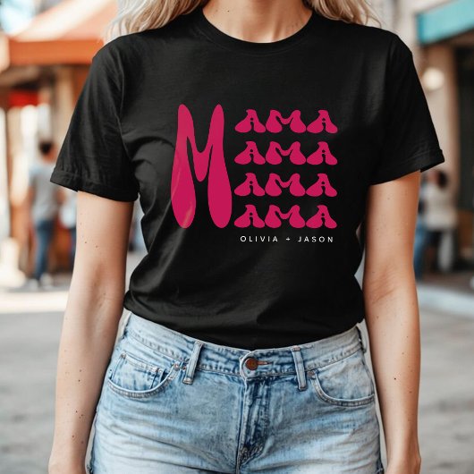 Mama | Rosa Retro Typografie Kinder nennen Mutter T-Shirt