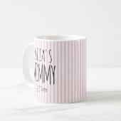 Mama | Rosa Streifen Muttertag Personalisiert Kaffeetasse (Vorderseite Links)