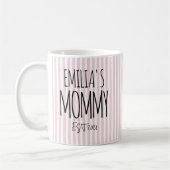 Mama | Rosa Streifen Muttertag Personalisiert Kaffeetasse (Links)
