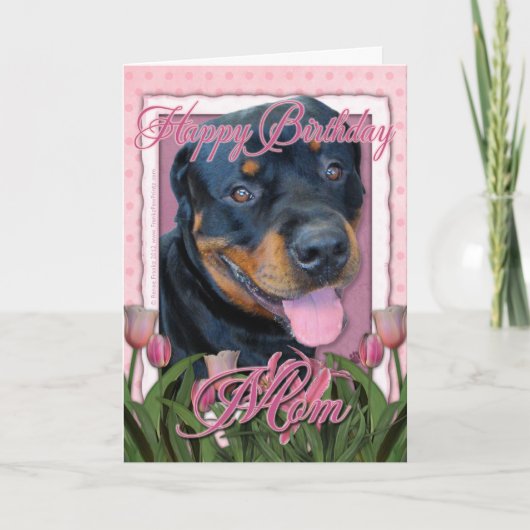 Mama - Rosa Tulips - Rottweiler - Harley Karte (Vorderseite)