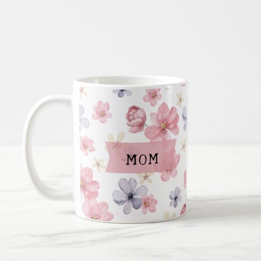 Mama Rosa und Lila Blüten Kaffeetasse (Links)