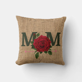Mama Rose Burlap Printkopf Kissen