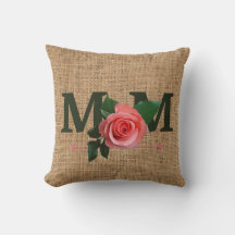 Mama Rose Burlap Printkopf Kissen