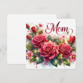 Mama-Rote Rosen Feiertagskarte (Vorne/Hinten)