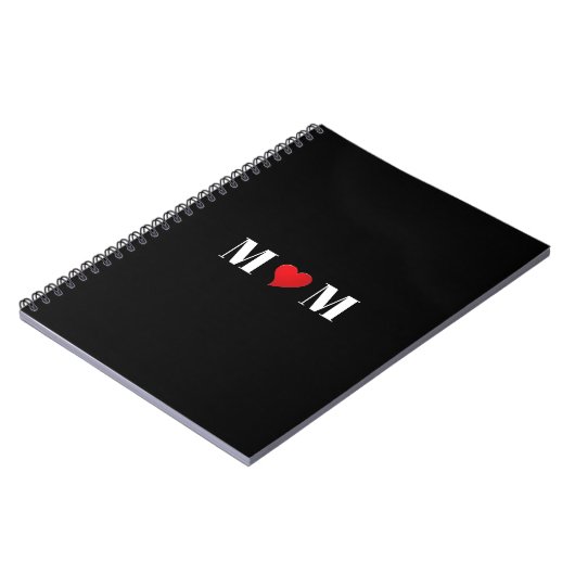 Mama rotes Herz Liebe schwarzes Notebook oder Jour Notizblock (Linke Seite)