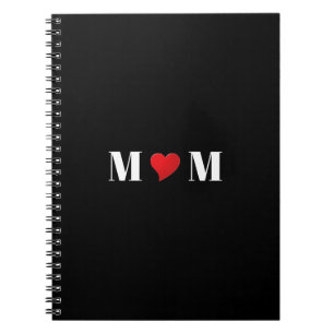 Mama rotes Herz Liebe schwarzes Notebook oder Jour Notizblock